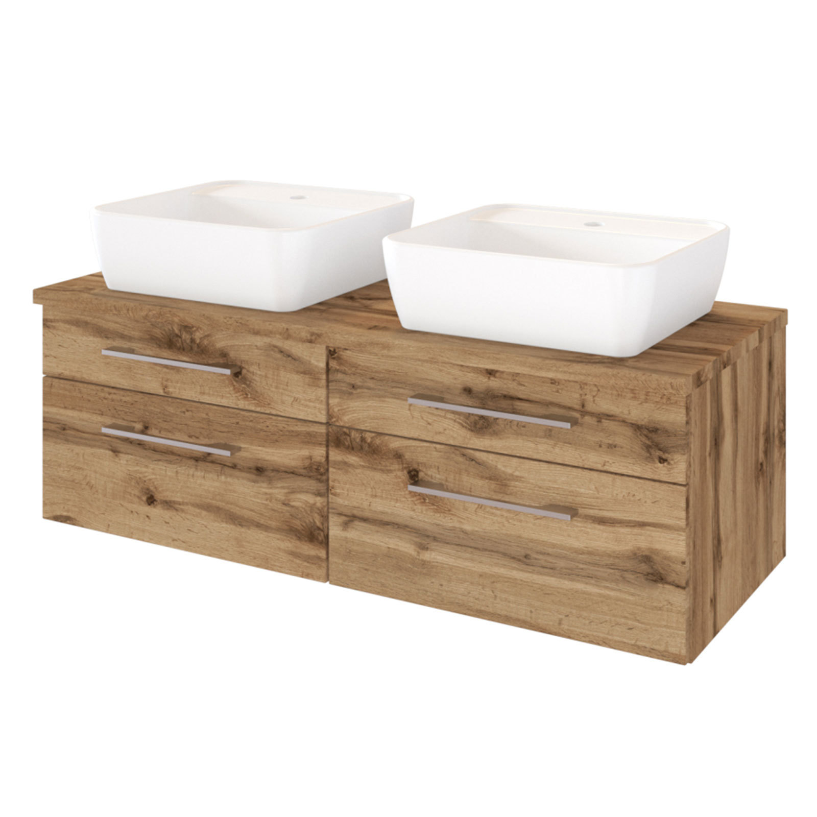 Waschtisch DAVOS - Wotaneiche - 2 Becken - 120 cm breit