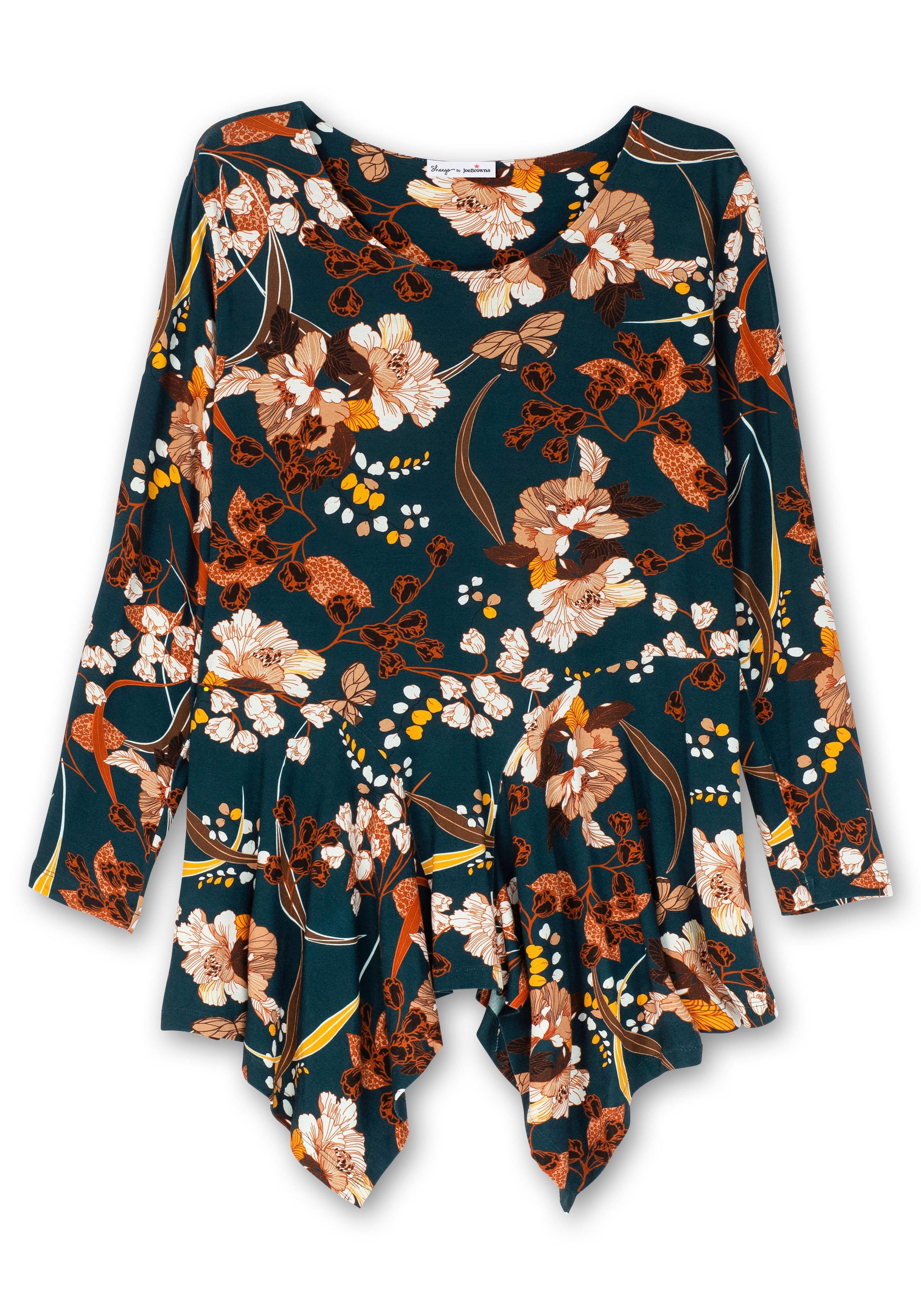 Longshirt in A-Linie, mit floralem Alloverdruck