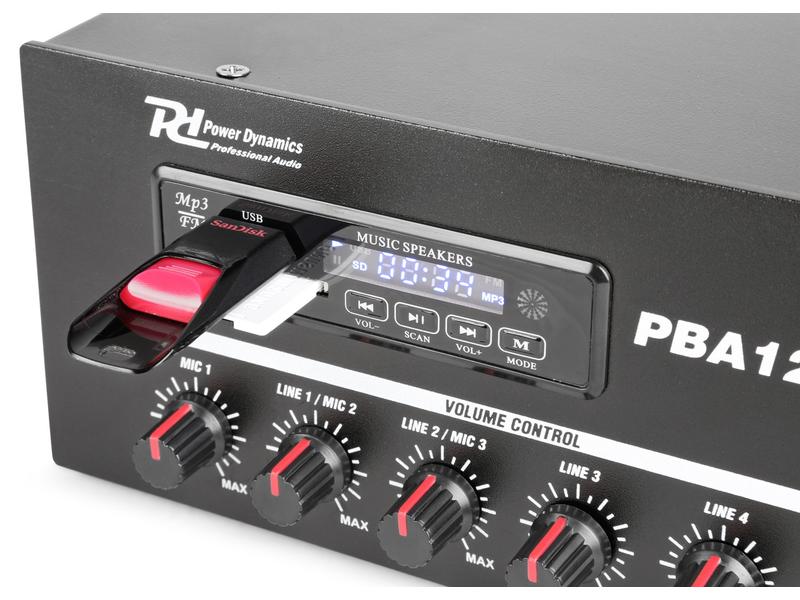Power Dynamics Verstärker Pro PBA60 100 V Verstärker 60W, USB/MP3/BT
