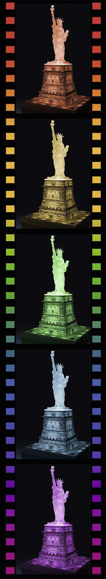 Ravensburger 3D Puzzle Freiheitsstatue bei Nacht 12596 - Das berühmte Bauwerk in New York als Night Edition mit LED
