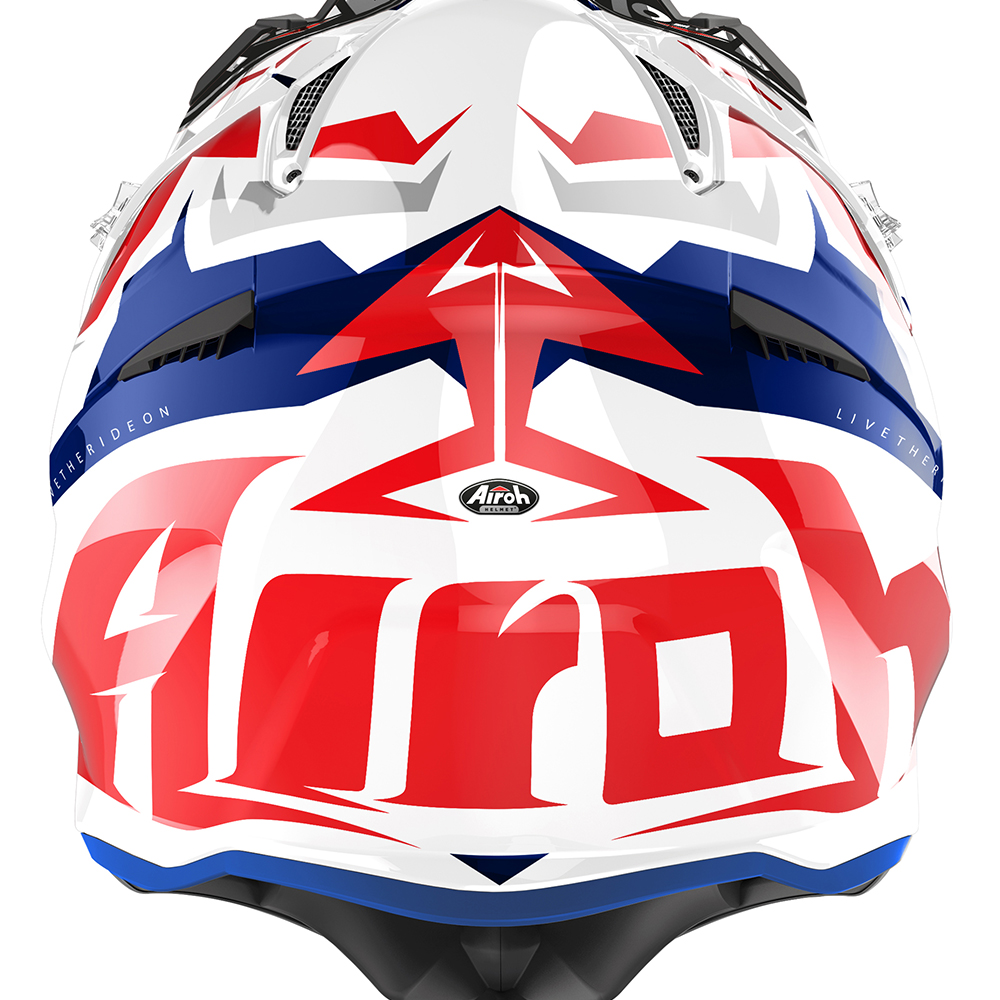 Airoh - Casque Aviator Ace Swoop Blanc brillant / Bleu / Rouge