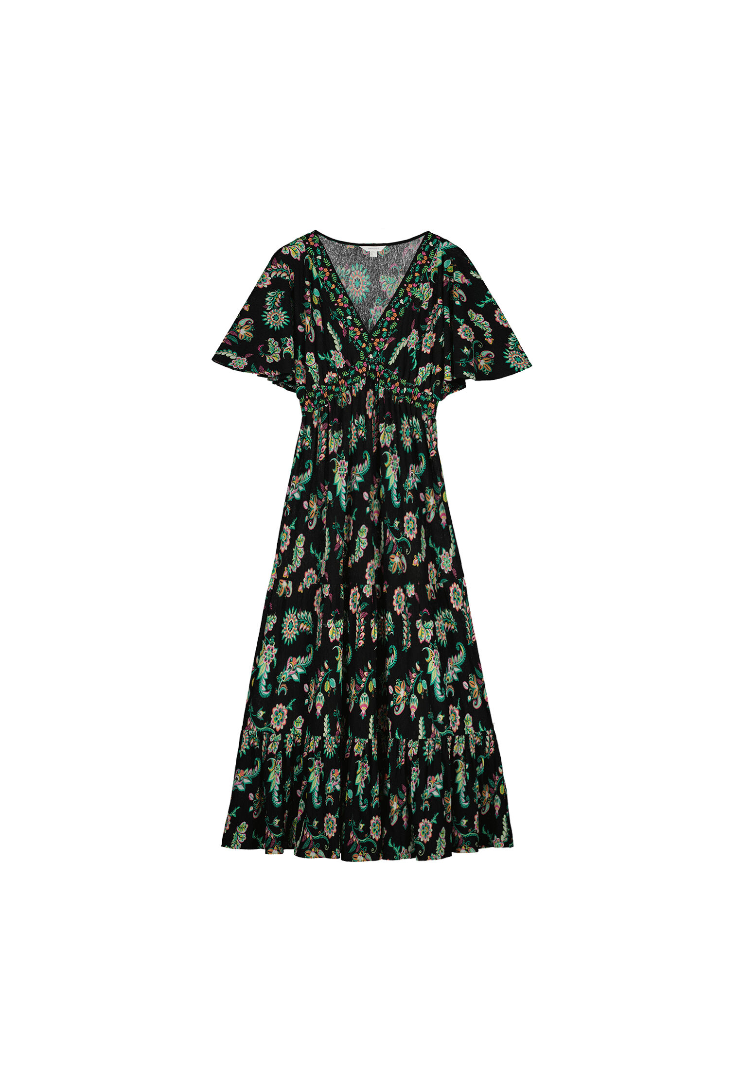 Vestido midi estampado - preto