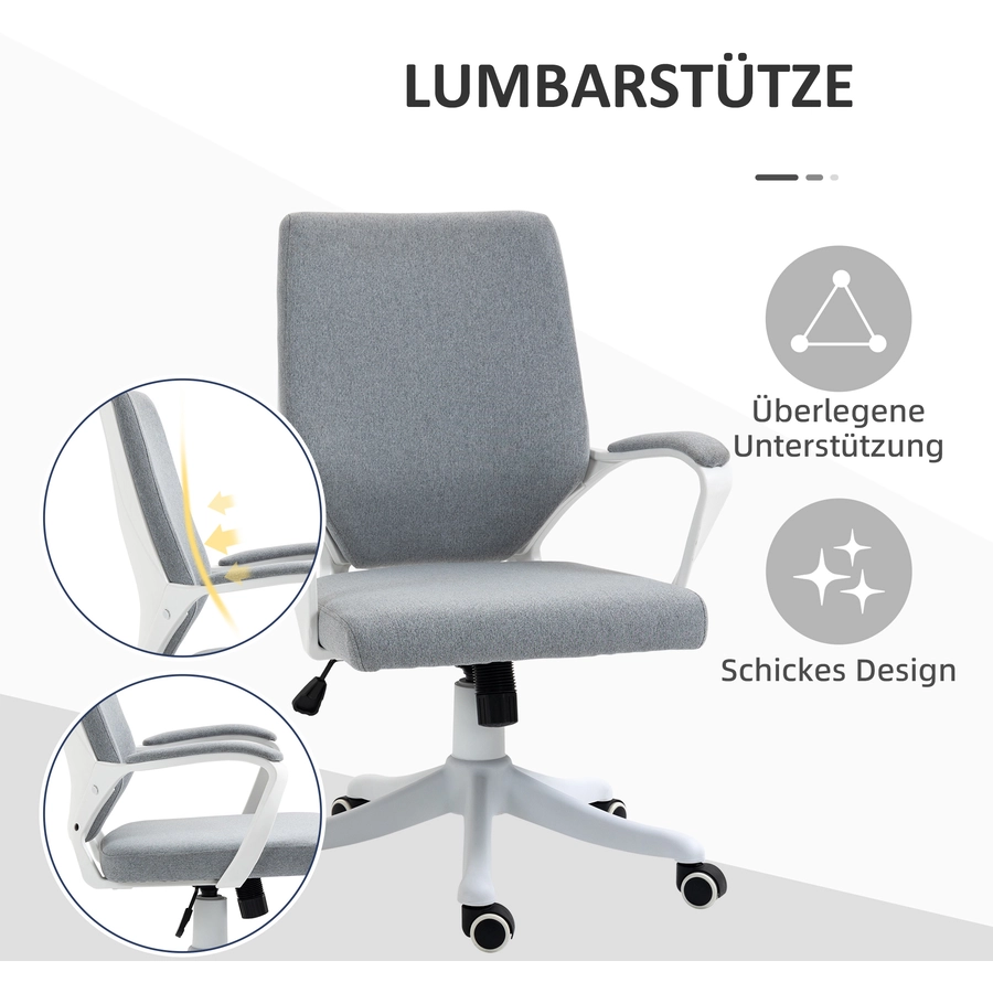 Vinsetto Bürostuhl ergonomisches liniendesign, weiche Polsterung grau