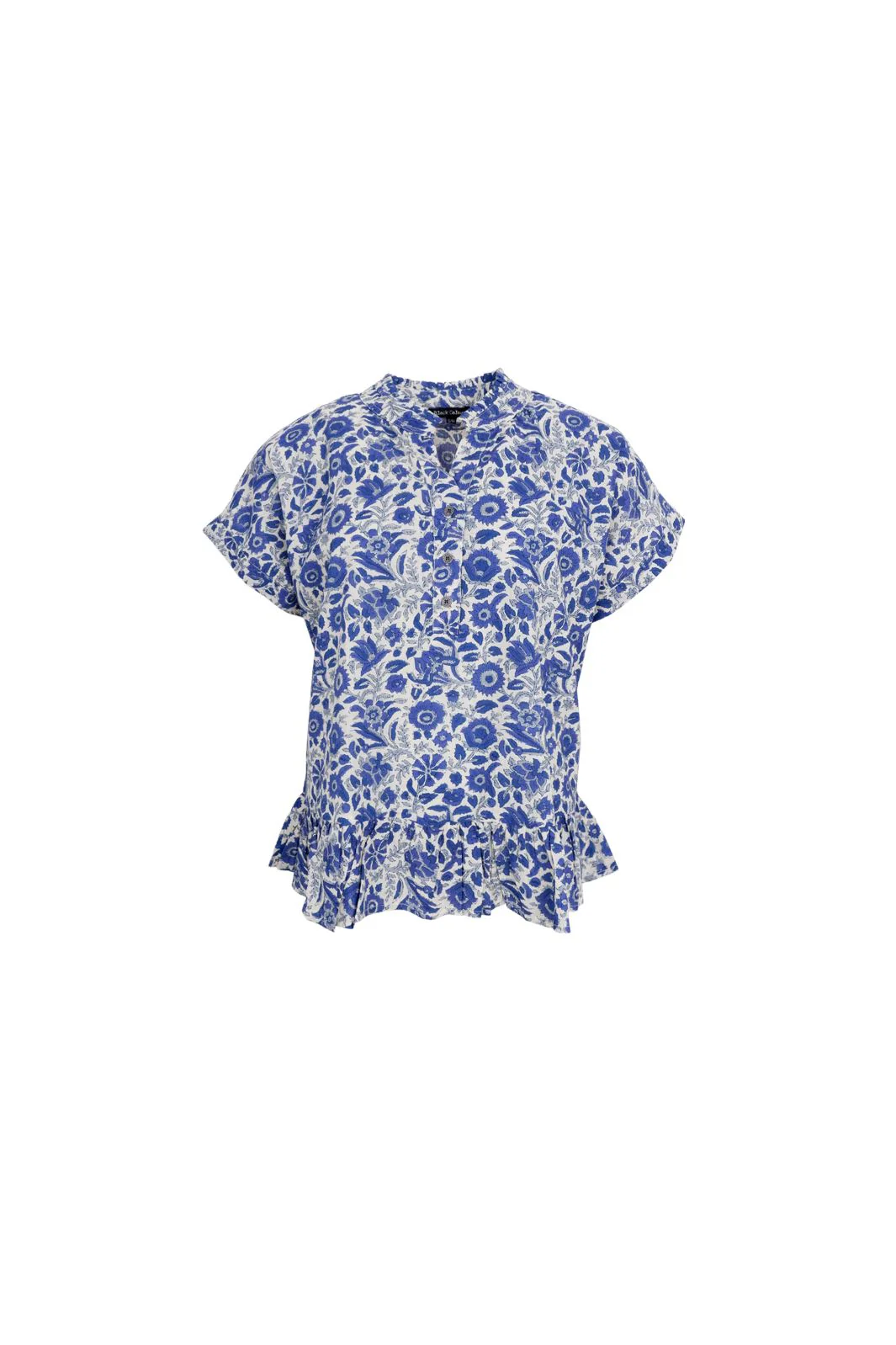 Black Colour Bcflora Ruffle S/S Blouse royal blue