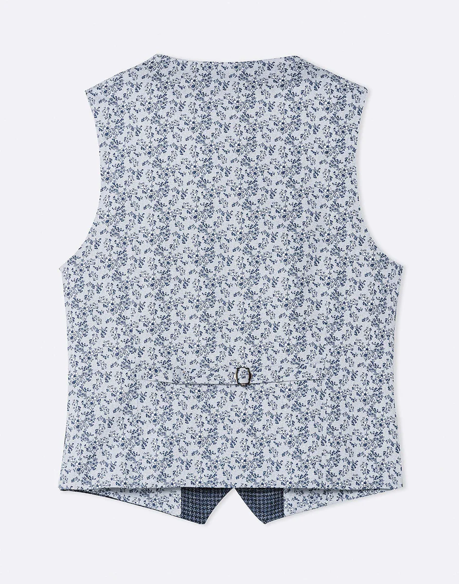 Gilet motif pied de poule bleu
