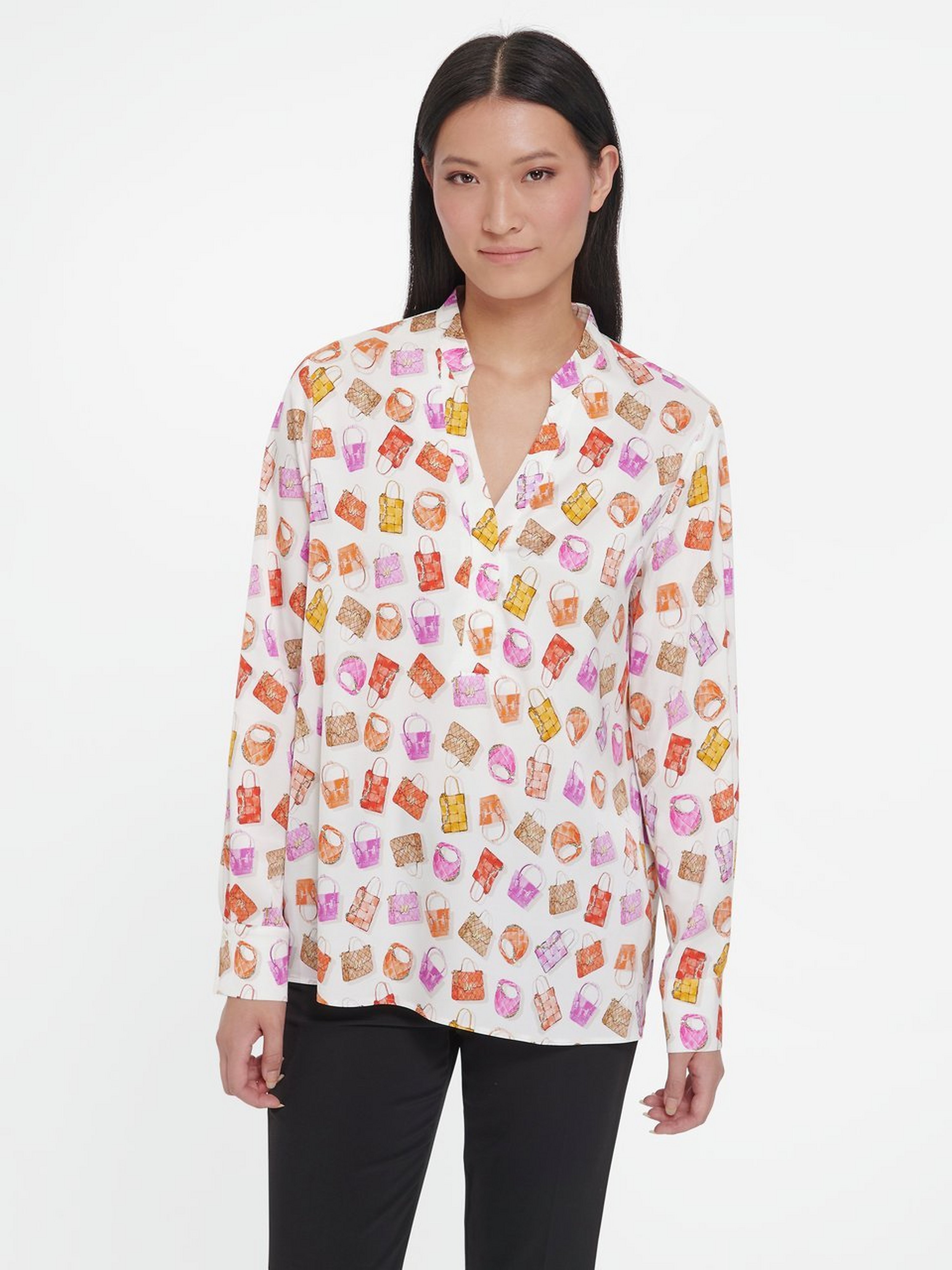 Shirt-Bluse mit Stehkragen