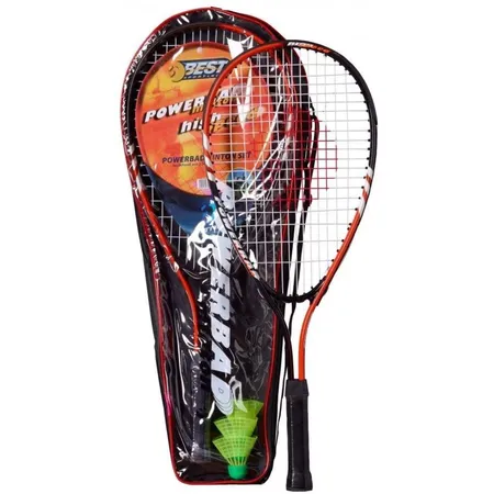 BEST Sporting Powerbadminton Set, 2 BadmintonSchläger, 3 bälle, inklusive Tragetasche