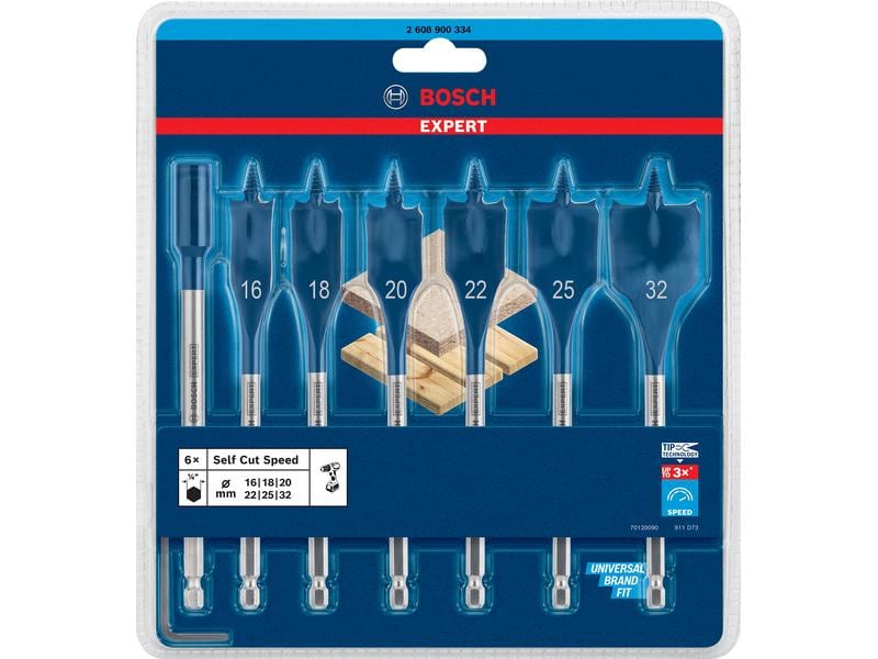 Bosch Professional Flachfräsbohrer-Set Expert Self Cut Spee Flachfräser-Bohrersätze für Bohrschrauber und Schlagbohrmaschinen