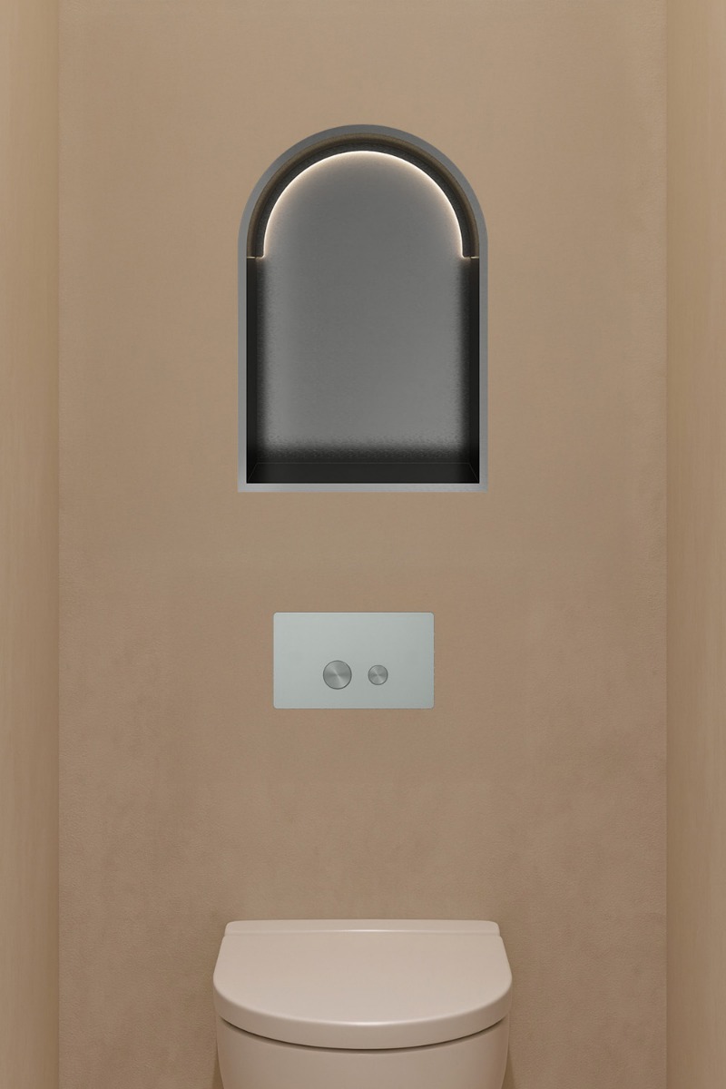 Hotbath &More inbouwnis met verlichting toogmodel 30x45x10cm geborsteld gunmetal PVD