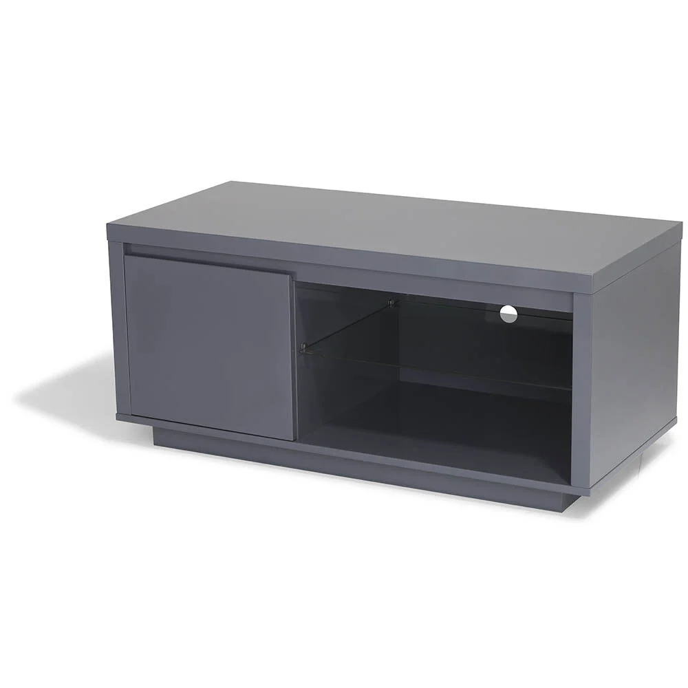Meuble TV Luminosa effet laqué gris anthracite 1 porte