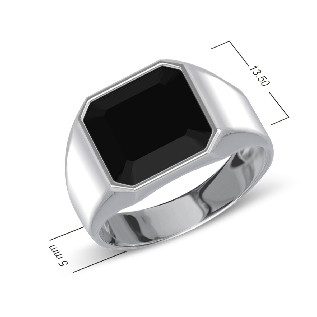 Bague Or Blanc Onyx Homme 14K 9.25grs - Cadeau Parfait pour la Fête des Pères