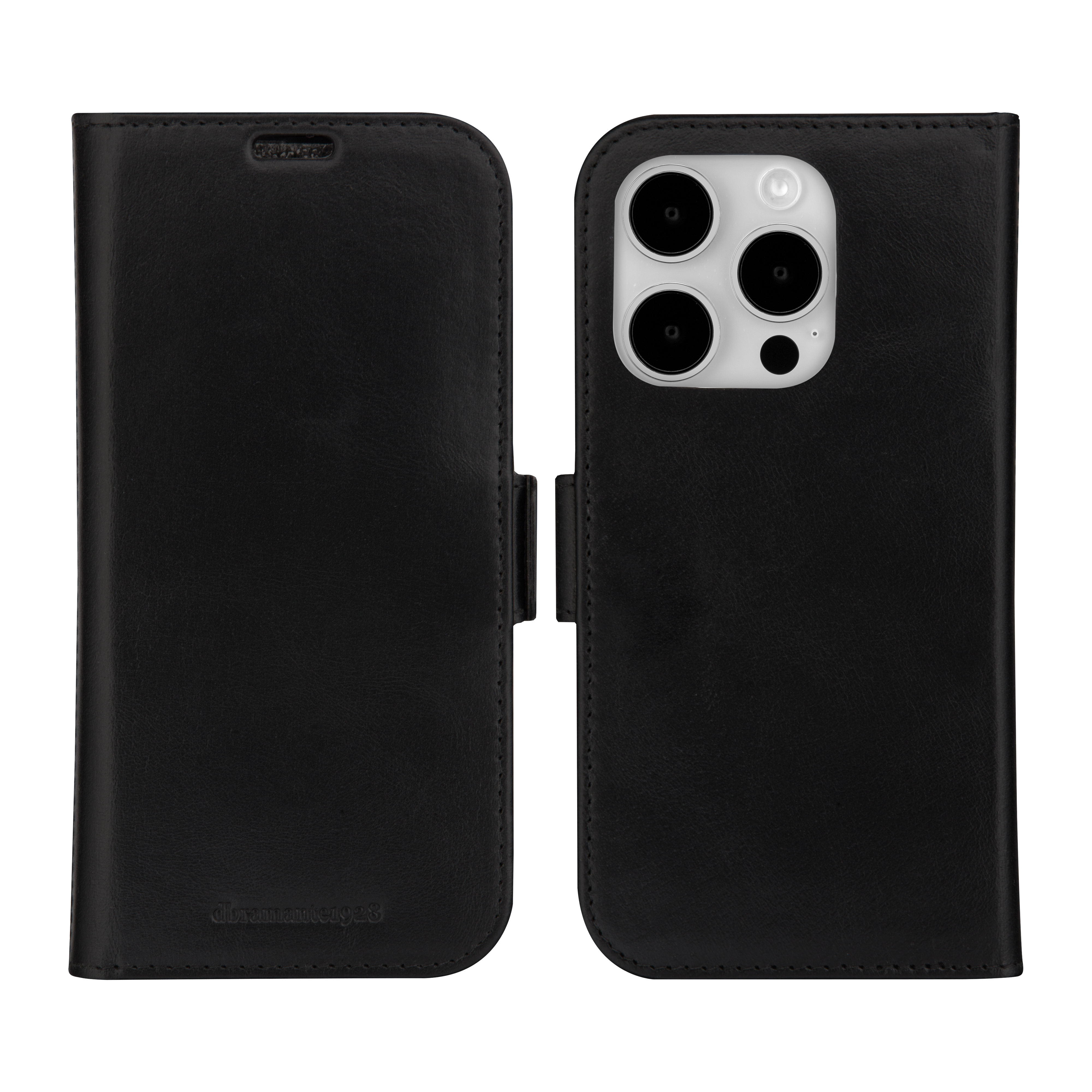 iPhone 15 Pro Max 2in1 Wallet Case Echtleder Tasche mit RFID Schutz Lynge (LY67GTBL1866) - Schwarz