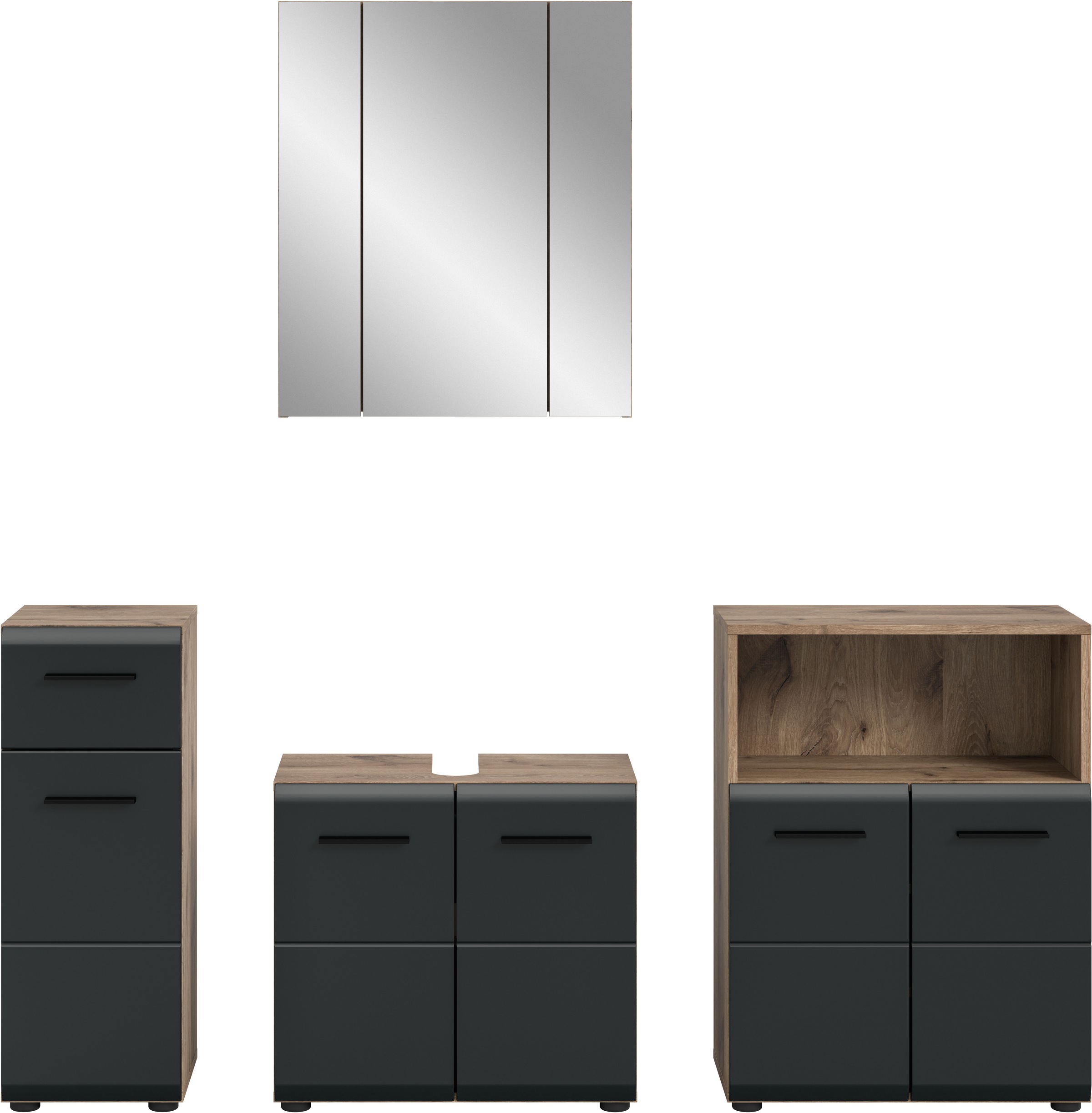 INOSIGN Badmöbel-Set »FLORENZ, TOPSELLER!, 4-teilige Badkombination, hochwertige MDF-Front« Set, Unterschrank, Waschbeckenunterschrank, Spiegelschrank, Midischrank, 4 Stk. tlg.