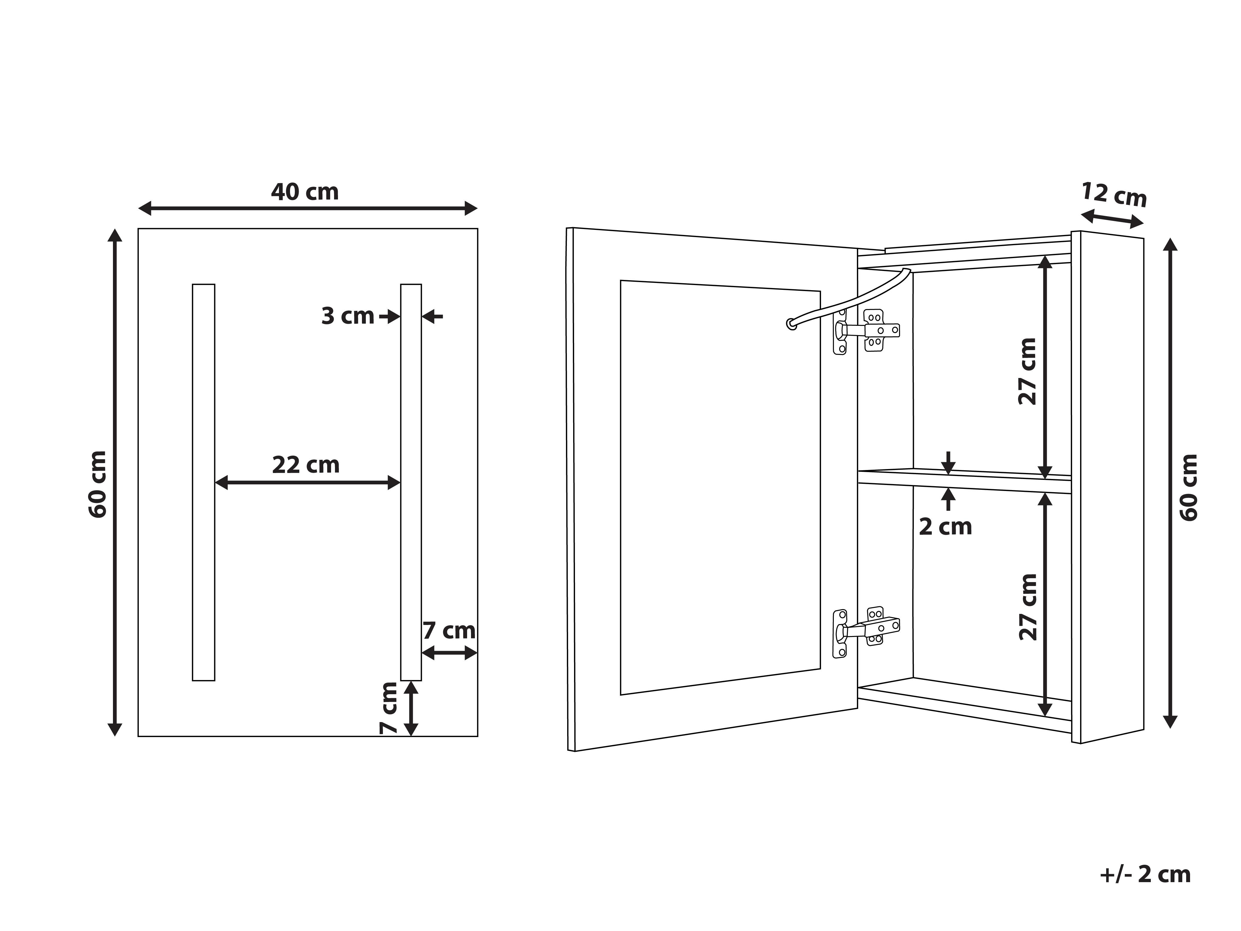 Badkamer wandkast met spiegel LED CAMERON 40 cm 60 cm Wit