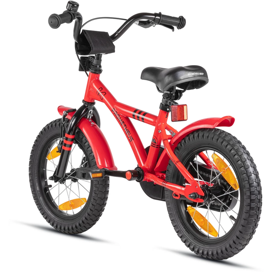 PROMETHEUS BICYCLES® HAWK Kinderfahrrad 14 , Rot-Schwarz mit Stützrädern