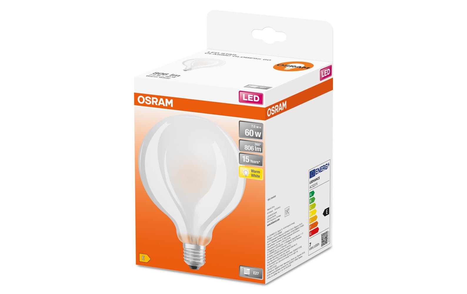 Lampe Star Retrofit Globe, 6.5W, E27 WarmweissLED-Lampe, klassische Ballform