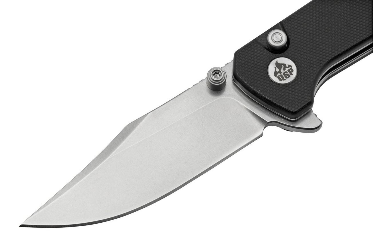 QSP Grebe QS147-C1, 14C28N Clippoint zwart G10, zakmes