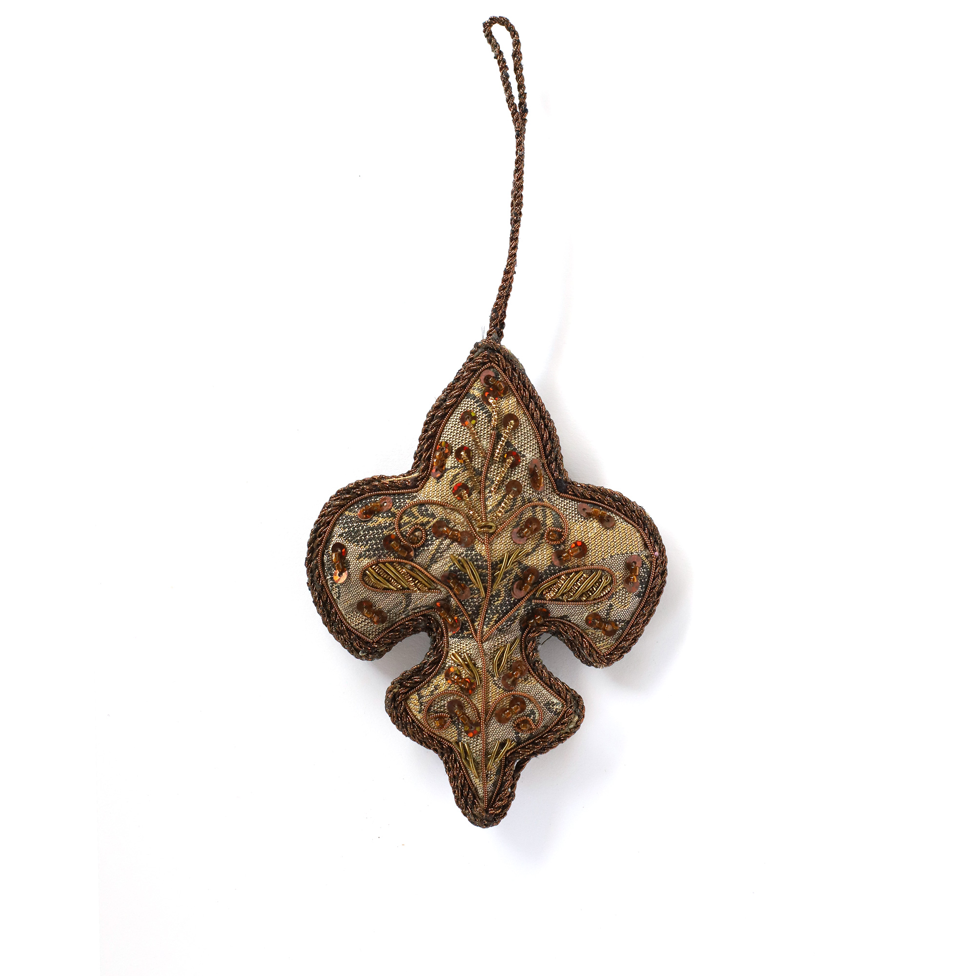 Stoffornament 'Fleur-de-Lis', Brauntöne, Ø 10 cm von fischer's lagerhaus