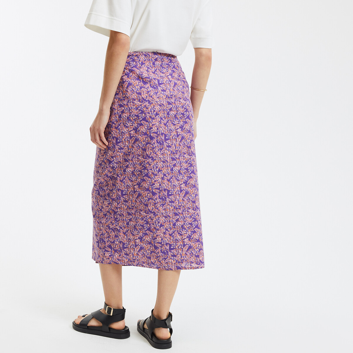 COLEÇÕES LA REDOUTE<br>Saia longa, modelo envelope, estampa floral