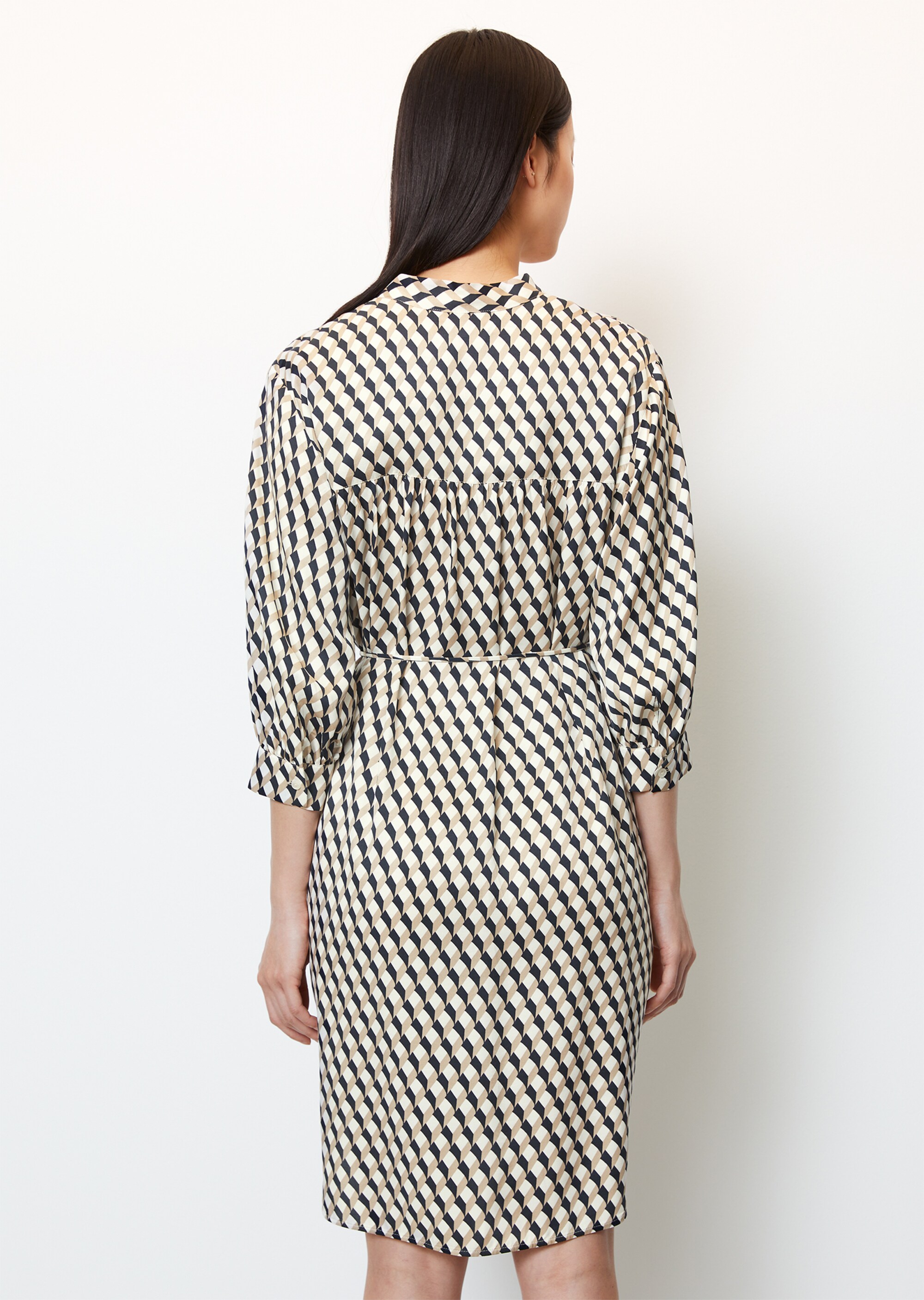 Hemdblusenkleid mit 3/4-Ärmeln relaxed aus Viskose-Twill