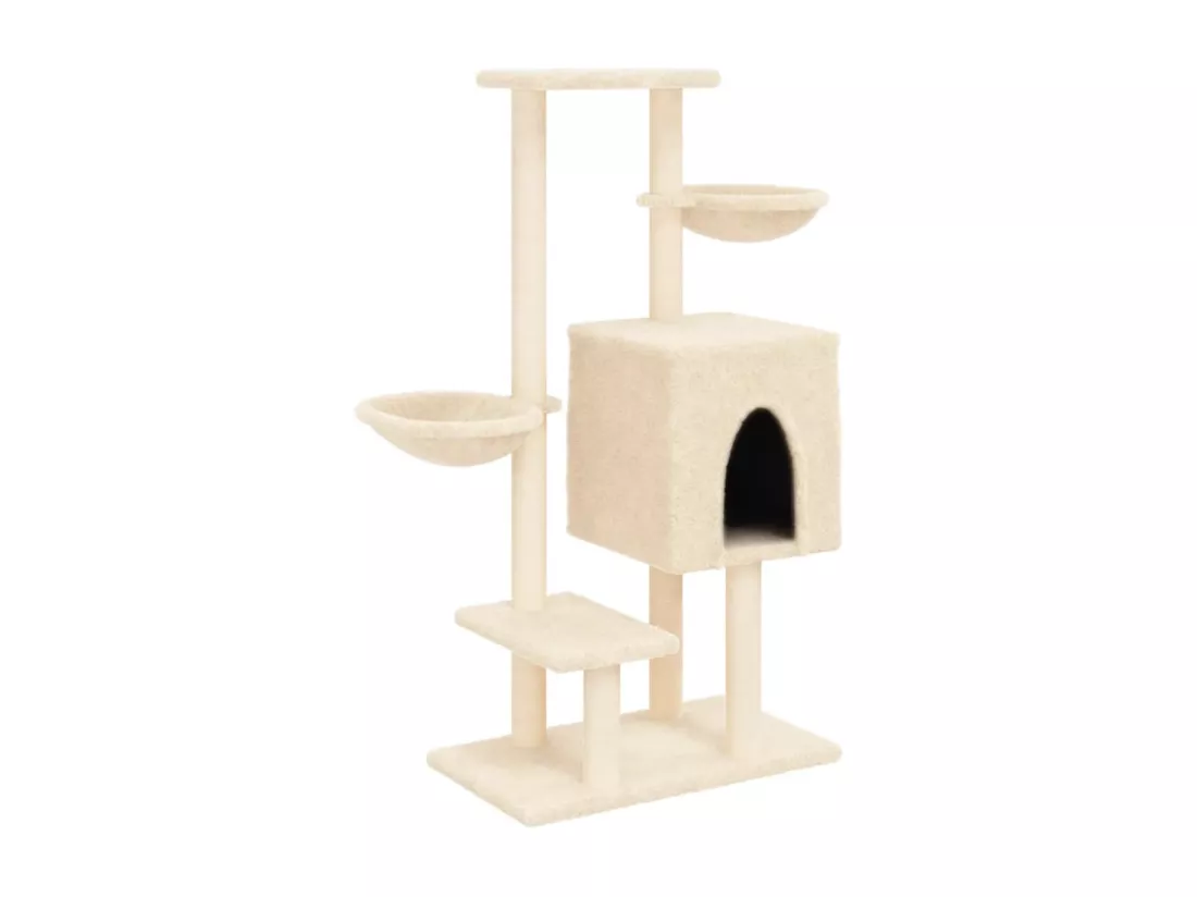 Arbre à chat avec griffoirs en sisal crème 117 cm