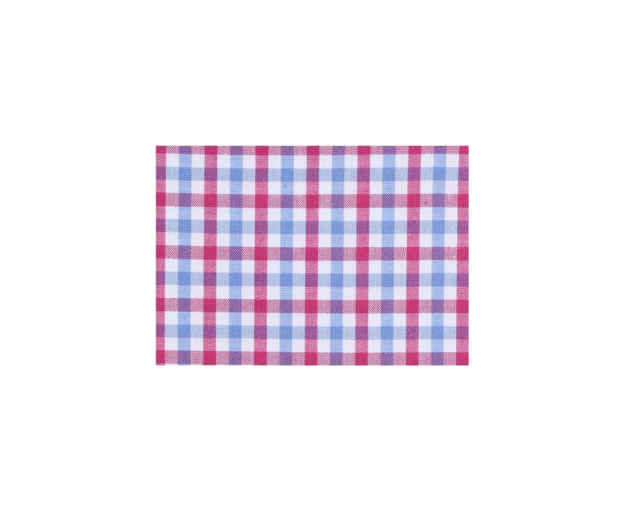 Chemise coton blanc à carreaux roses, bleus et blancs - RUGGERO