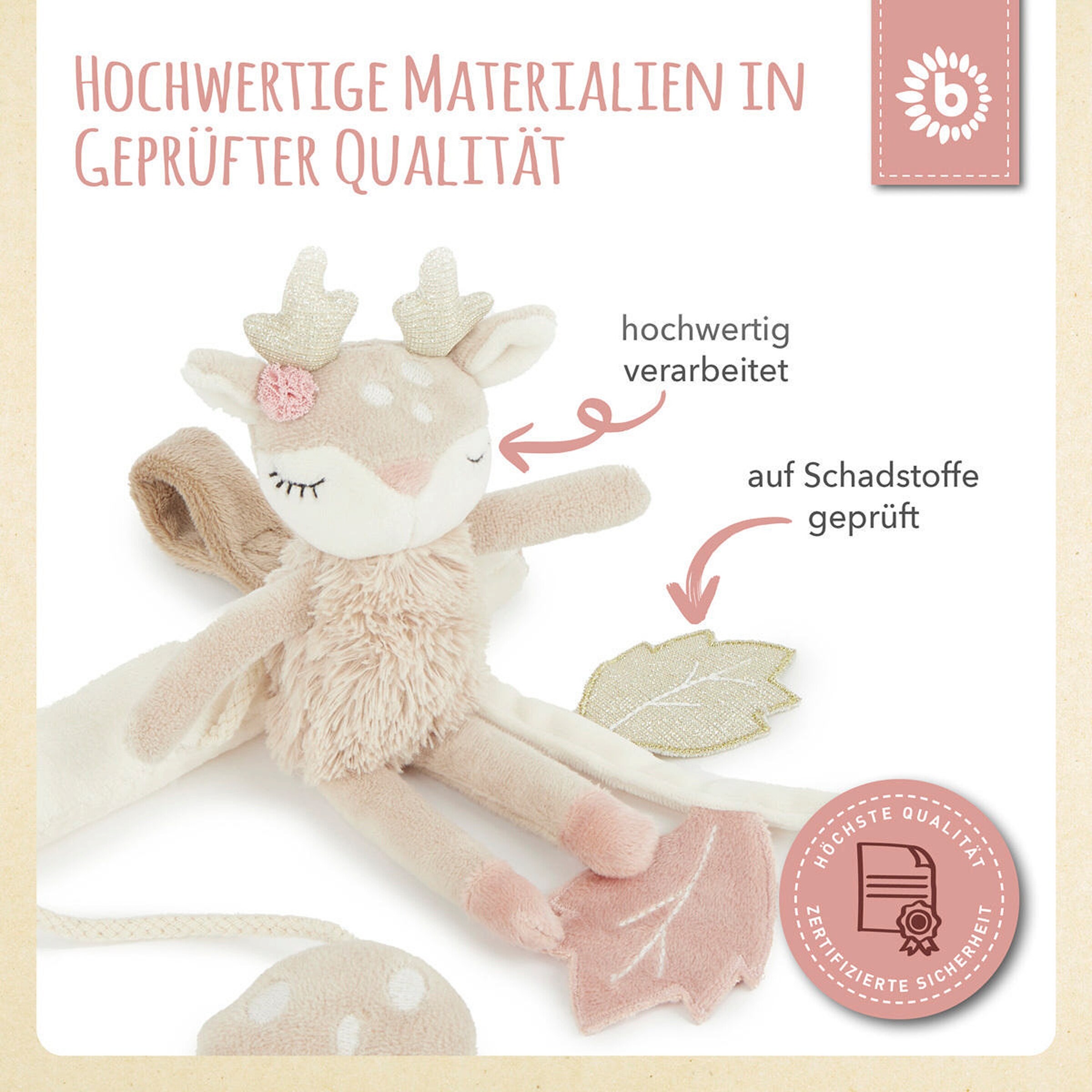 Bieco Kinderwagen Kette Design Reh - ab Geburt Beige