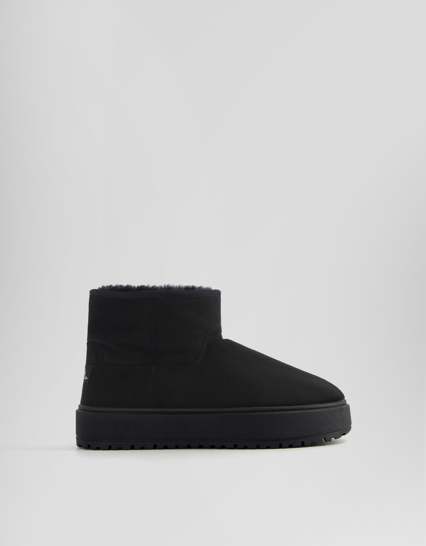 Botas masculinas de cano curto com forro de pele sintética
