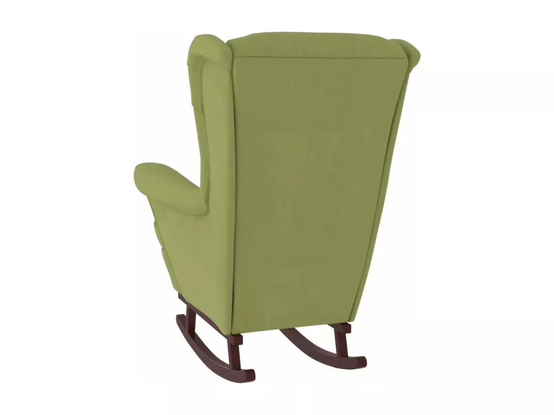 Chaise à bascule avec pieds en bois et tabouret Vert clair
