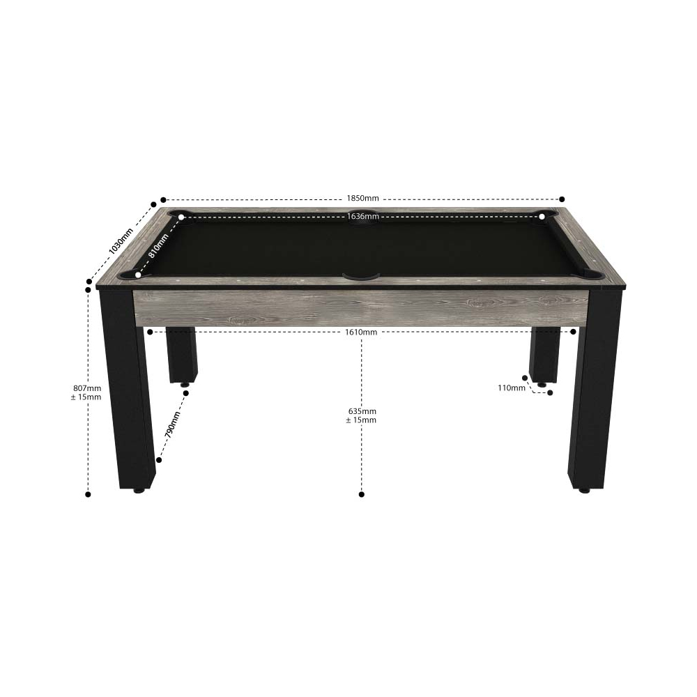 Billard convertible table 6 personnes texas + plateau dinatoire