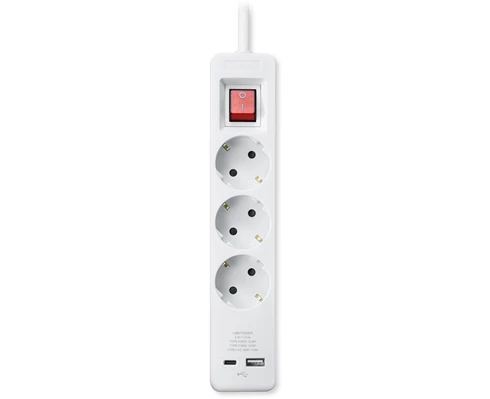 Andersson PWS-C2000 - Power Strip 3-Socket USB-A   USB-C 1,5m, white