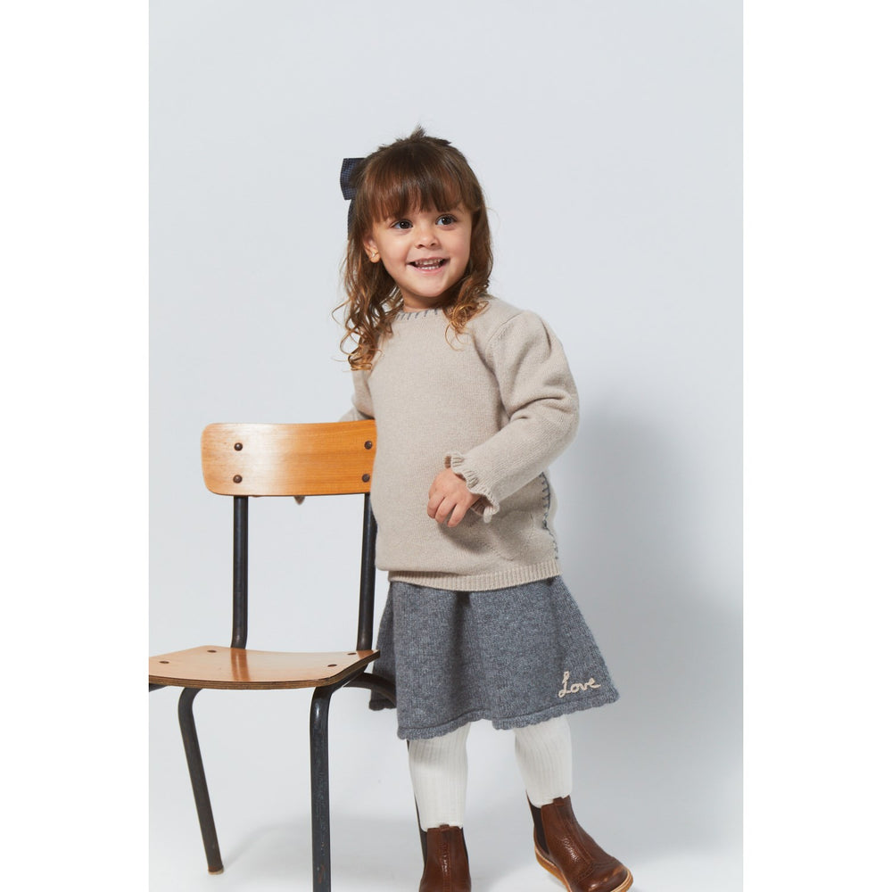 Køb COPENHAGEN FARVER Beige Cashmere Bluse m. Hjerte