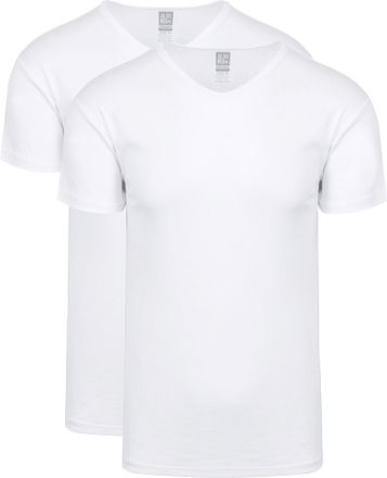 Alan Red Organic V-Hals T-Shirt Wit 2-Pack 7032/2P/01 Vancouver Rib White kopen