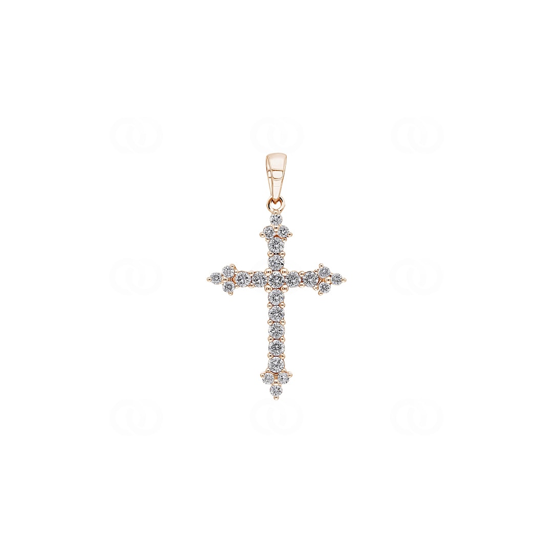 Kreuzanhänger 750/18 K Roségold mit Diamanten 0.49 ct H/si