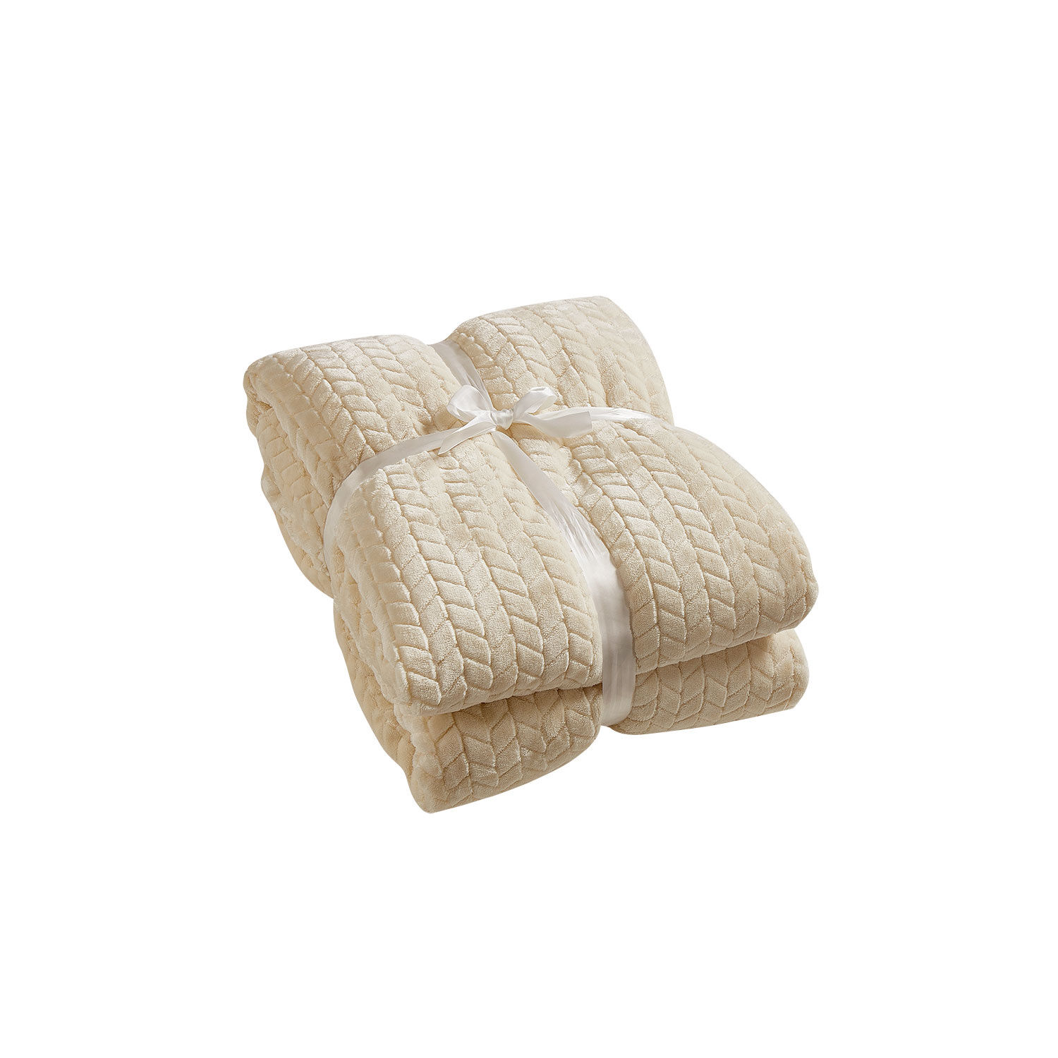 Kuscheldecke mit Fischgrätenmuster