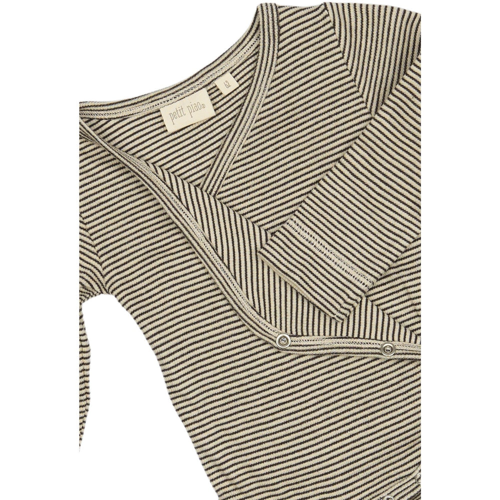 Køb Petit Piao Coffee Bean/Dark Off White PPDian Body L/S Fold Over Stripe NOOS