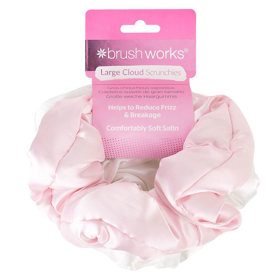 Brushworks Large Cloud Scrunchies Pink & White