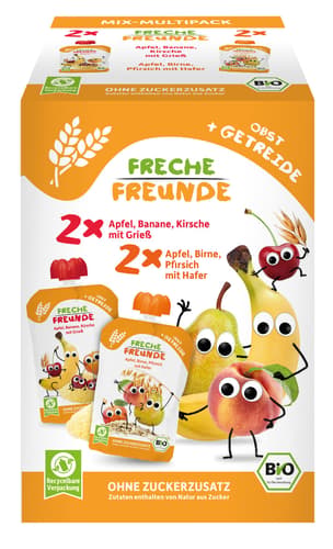 Freche Freunde Bio Quetschie MixMultiPack - Obst + Getreide