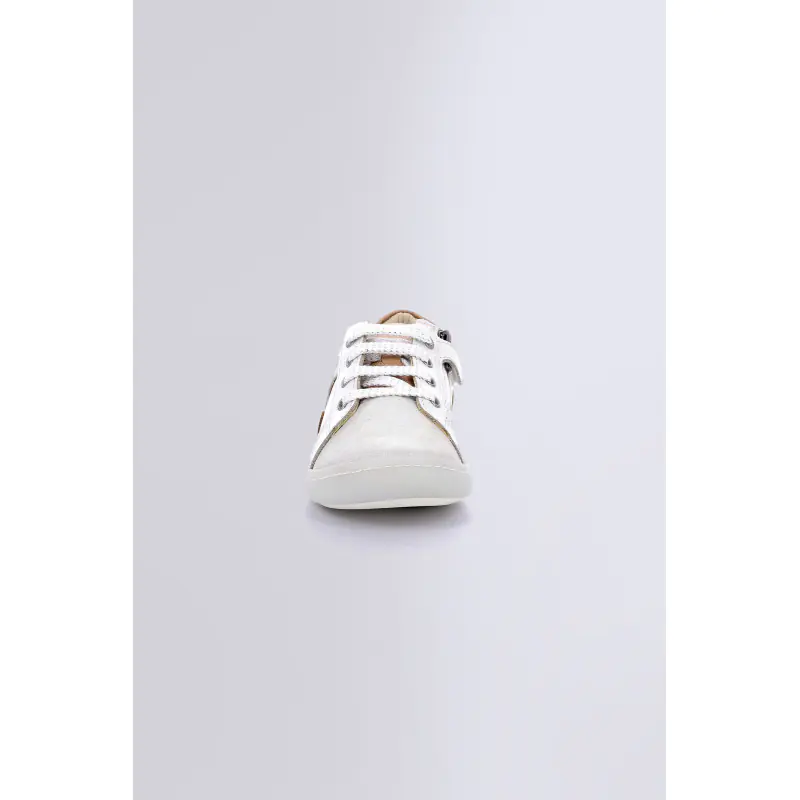 Kickpom Blanc argent BASKETS BASSES Cuir  Fille