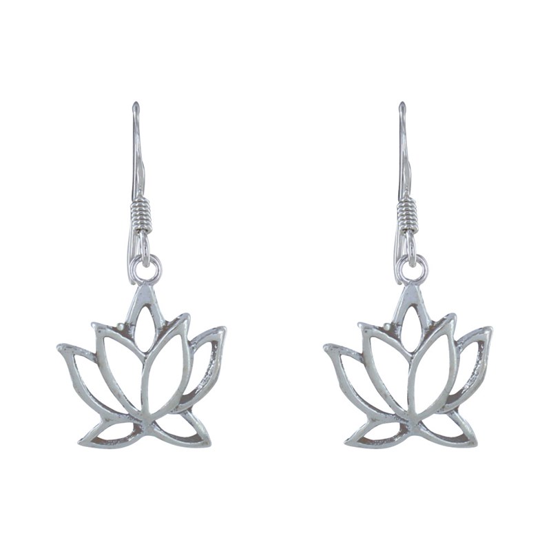Boucles d'Oreilles Argent Fleur de Lotus Ajouré
