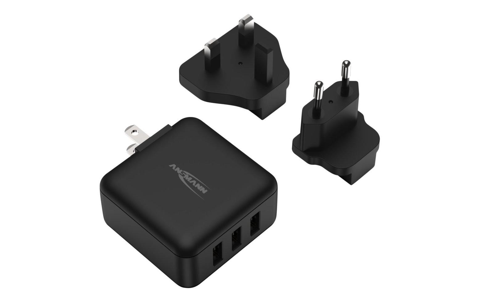 USB-Wandladegerät Travel Charger TC315 3x USB-A, 15 WKraftvoller USB-Reiseadapter mit EU und UK Wechselstecker