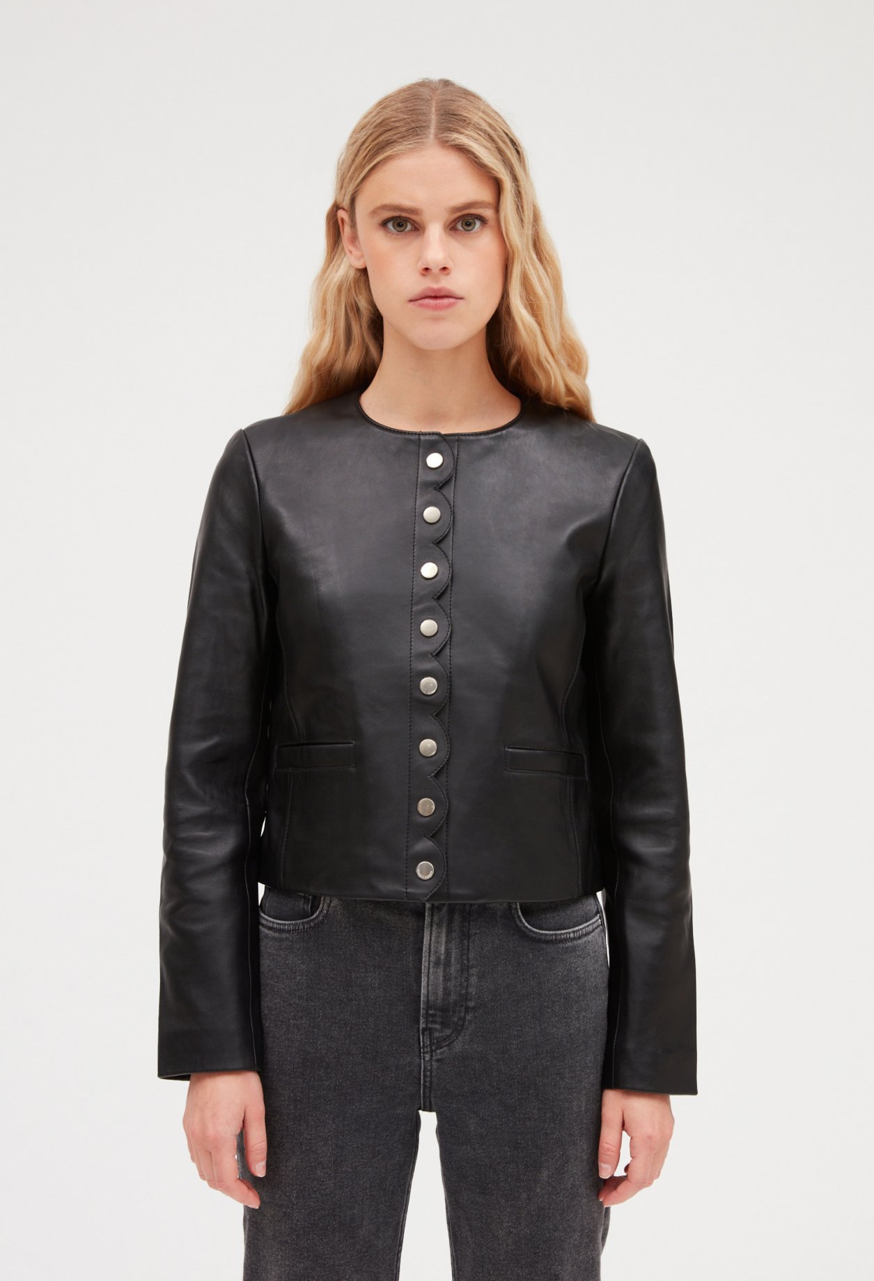 Blouson cuir lisse