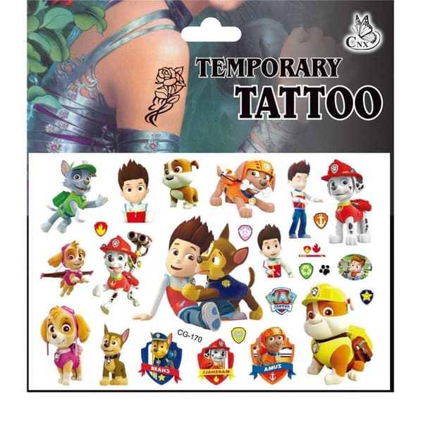 Paw patrulje tatoveringer - 4 ark - Barnetatoveringer