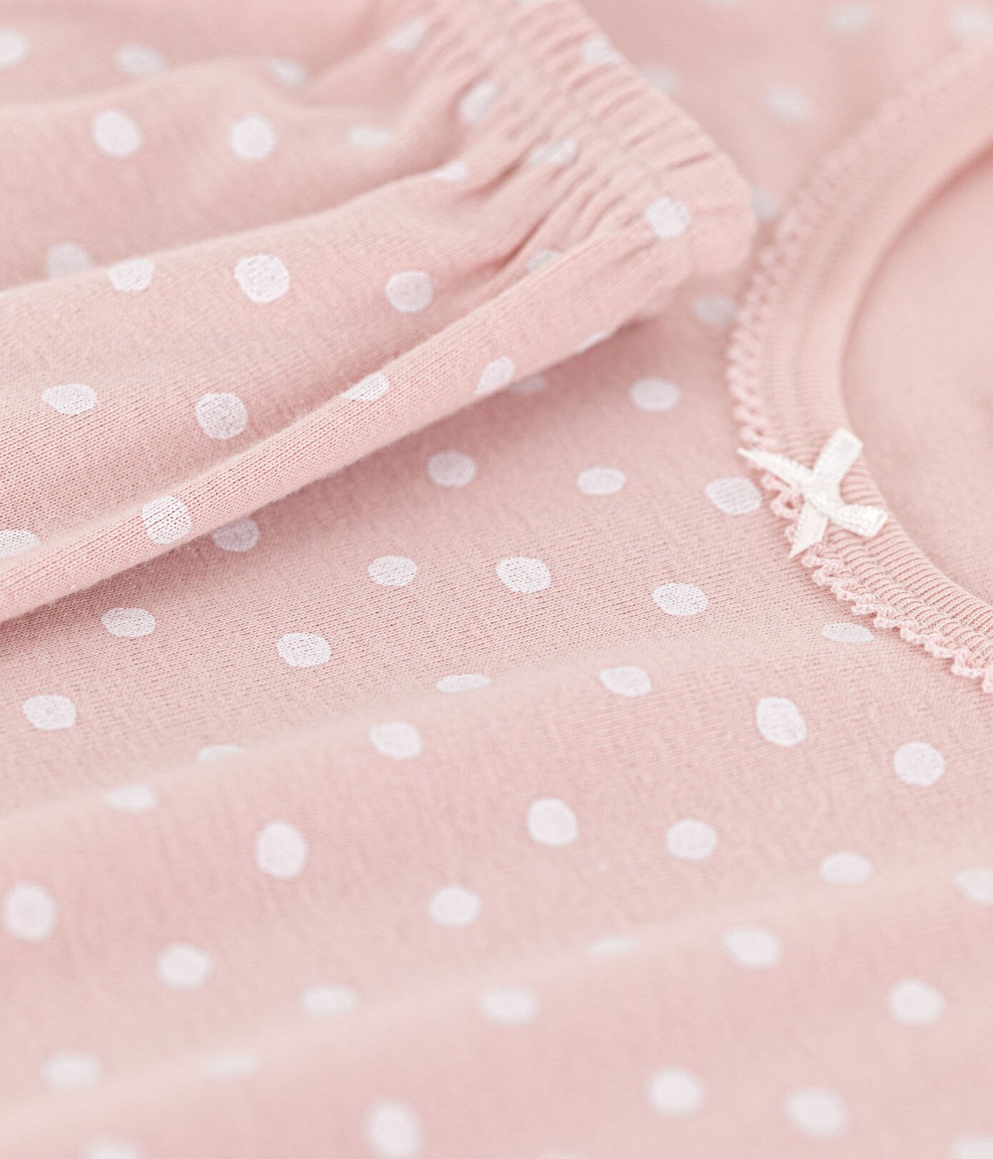 Pyjama manches courtes à pois en coton petite fille