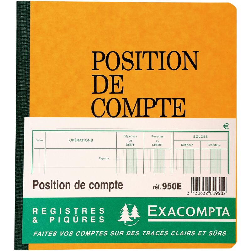 Registre standard position de compte Exacompta 950E,19 x 21 cm 80 pages