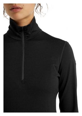 Maillot Manches Longues Femme Icebreaker Mérinos 200 Oasis Half Zip Noir