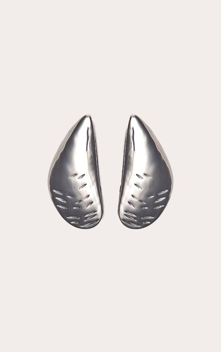 Argenté Boucles D'oreilles Clous Surdimensionnées En Forme D'huître