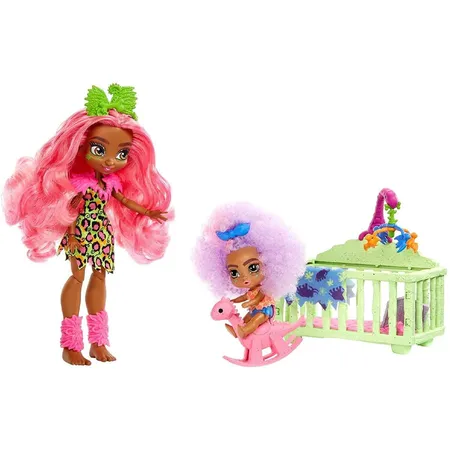 Mattel Cave Club Wilder Babysittingspaß Spielset mit 2 Puppen und Zubehör