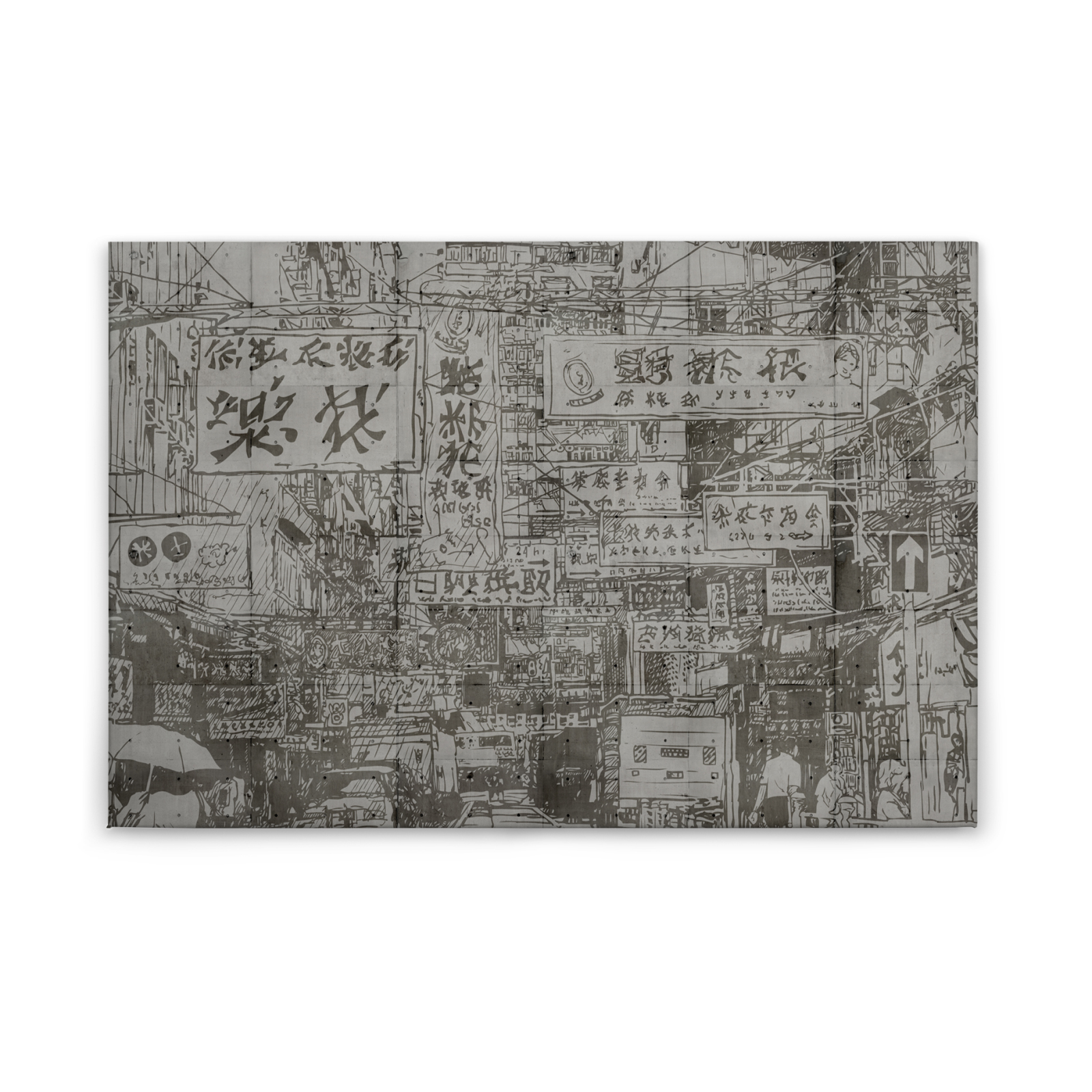 Leinwandbild CHINESE DOWNTOWN - grau - 90x60 cm