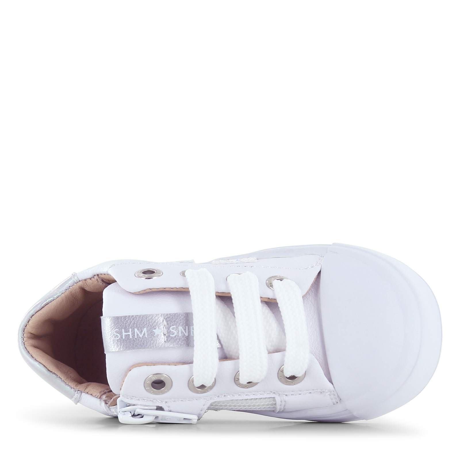 Shoesme witte sneaker met glitter stripings Microleer | Meisjes schoenen